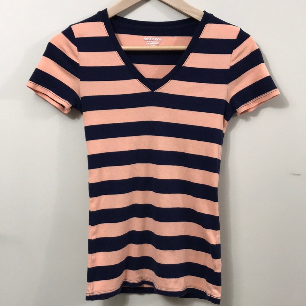 Merona Orange/Navy Stripe V-neck Size XS